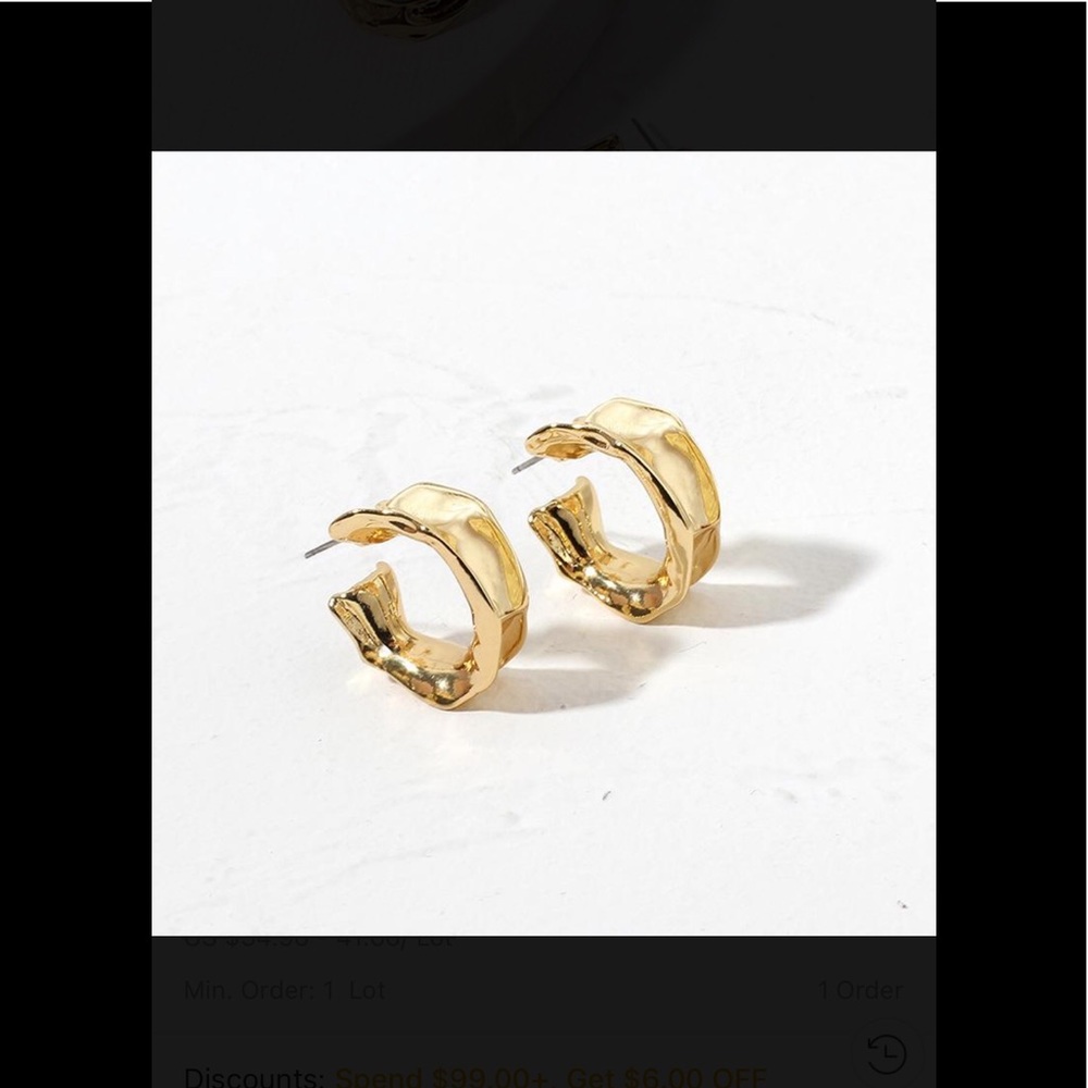 Fashion Retro Chunky Gold Metal C shape Earrings